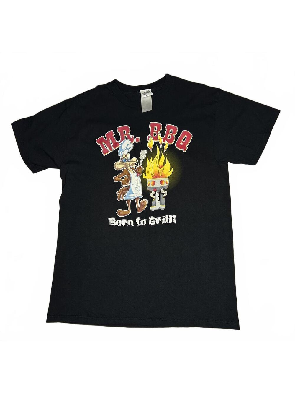 Vintage Warner Brothers Mr. BBQ Born to Grill Mens Medium T-Shirt Black